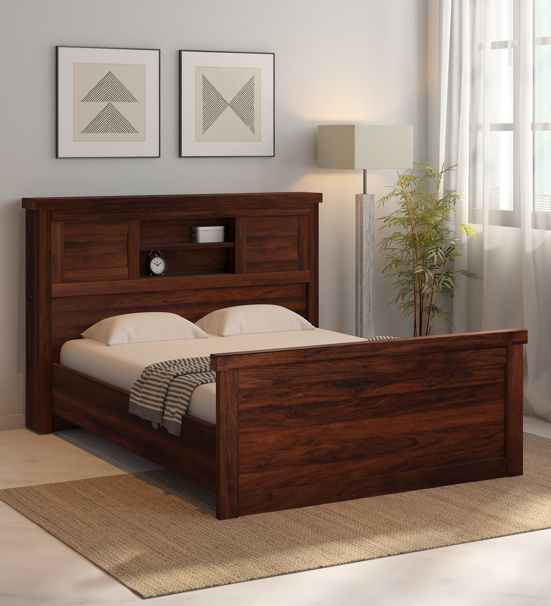 Buy Yuuto Queen Size Bed in Walnut Finish at 29 OFF by Mintwud from