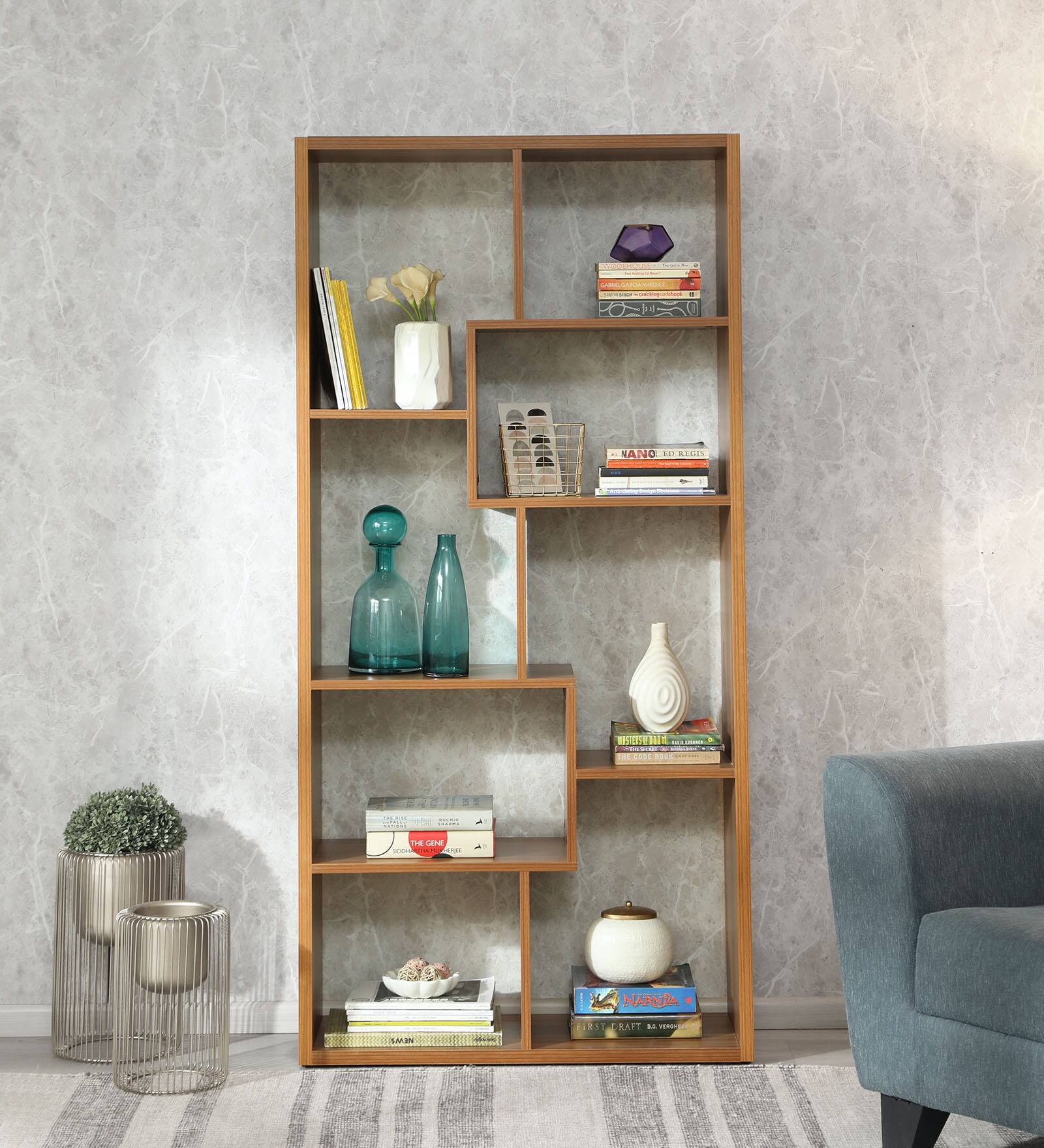 Buy Yuro Book Shelf in Regato Walnut Finish Mintwud by Pepperfry