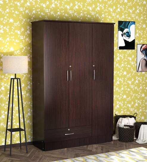 Buy Yukio 3 Door Wardrobe In Walnut Finish By Mintwud Online 3