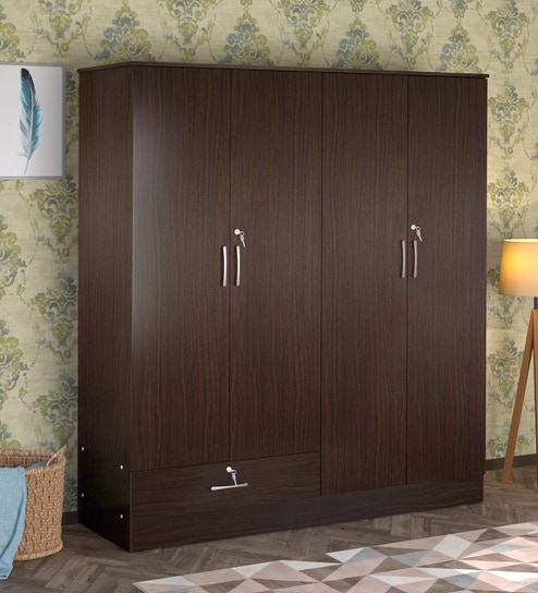 Buy Yukio 4 Door Wardrobe In Walnut Finish By Mintwud Online 4