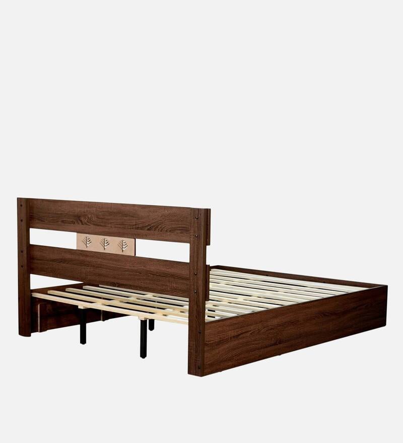 Buy Yumako Queen Size Bed in Walnut Finish By ValueWud Online Modern