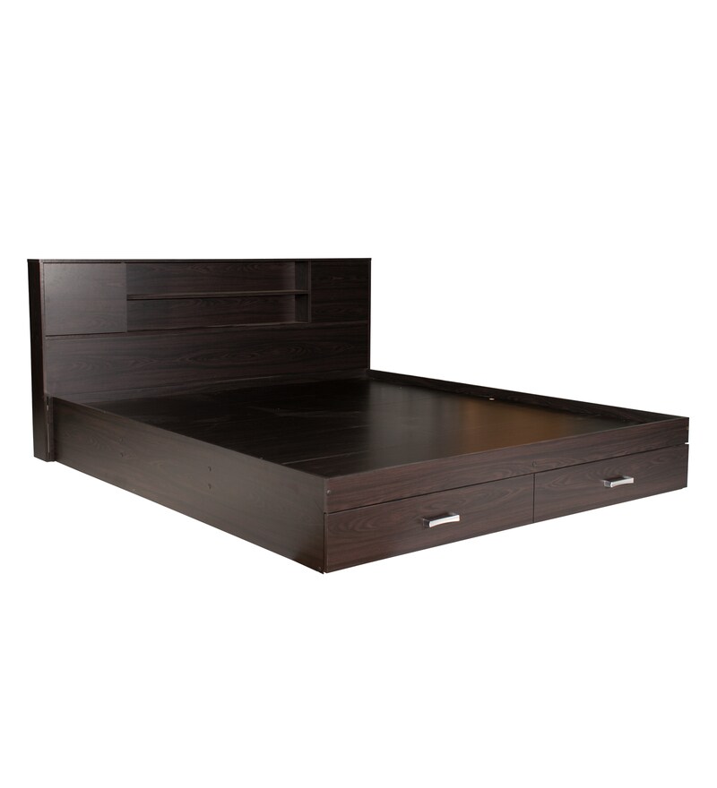 Buy Yuuna King Size Bed With Storage In Wenge Finish By Mintwud Online Modern King Size Beds