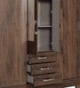 Yubu Sliding Door Wardrobe in Coffee Brown Finish with Mirror