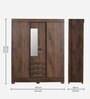 Yubu Sliding Door Wardrobe in Coffee Brown Finish with Mirror