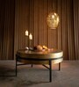 Yui Centre Table In Antique Brass & Black Finish Logam