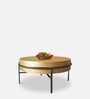 Yui Centre Table In Antique Brass & Black Finish Logam