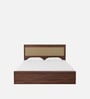 Yuko Upholstered King Size Bed in Columbia Walnut Finish with Hydraulic Storage