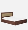 Yuko Upholstered King Size Bed in Columbia Walnut Finish with Hydraulic Storage