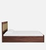 Yuko Upholstered King Size Bed in Columbia Walnut Finish with Hydraulic Storage