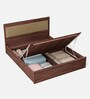 Yuko Upholstered King Size Bed in Columbia Walnut Finish with Hydraulic Storage