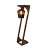Antonio Black Metal Shade Club Floor Lamp With Mango wood Base