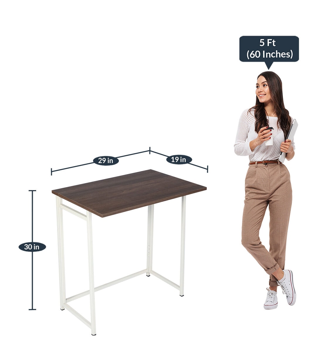 Buy Zac Folding Study Table Dark Oak Finish Mintwud by Pepperfry Online Modern Writing