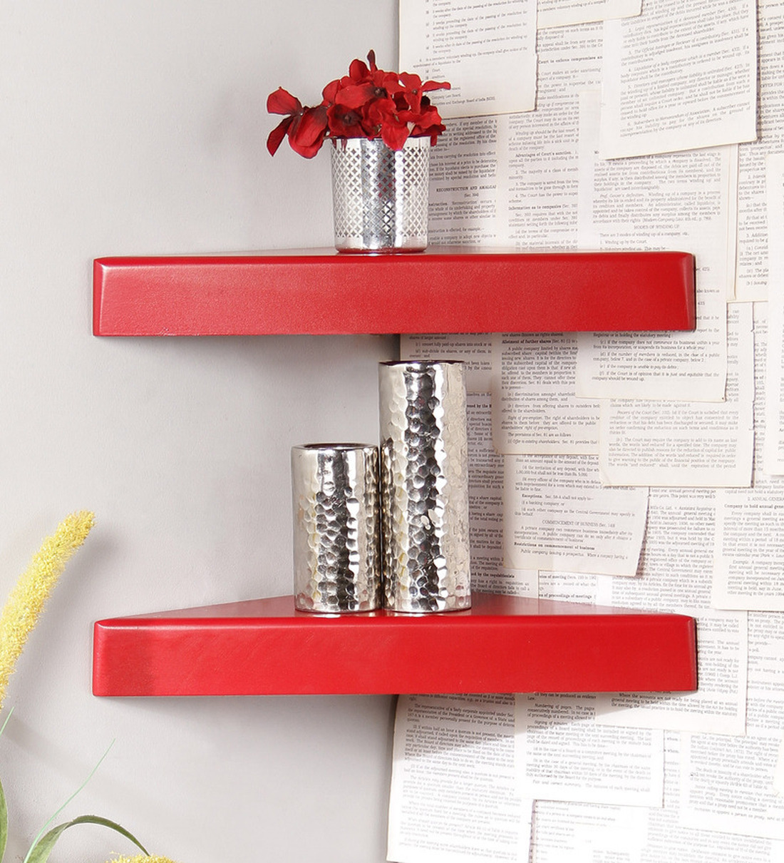 Buy Set Of 2 Engineered Wood Corner Wall Shelf In Red Colour By Home Sparkle Online Corner 5026