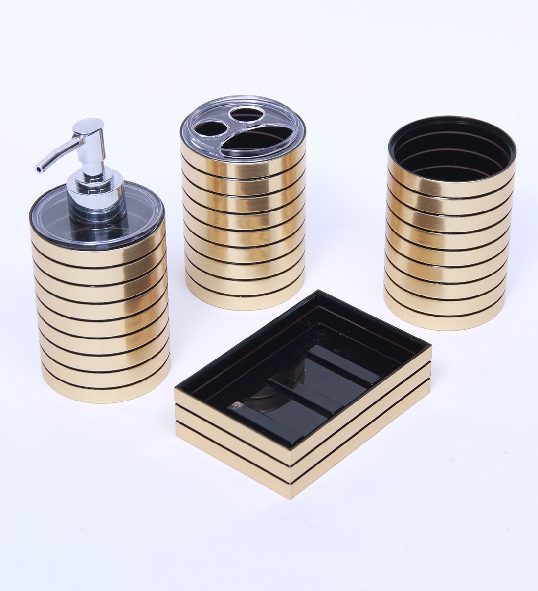 Buy Polyresin & Acrylic Counter Top Bathroom Accessories in Gold Finish