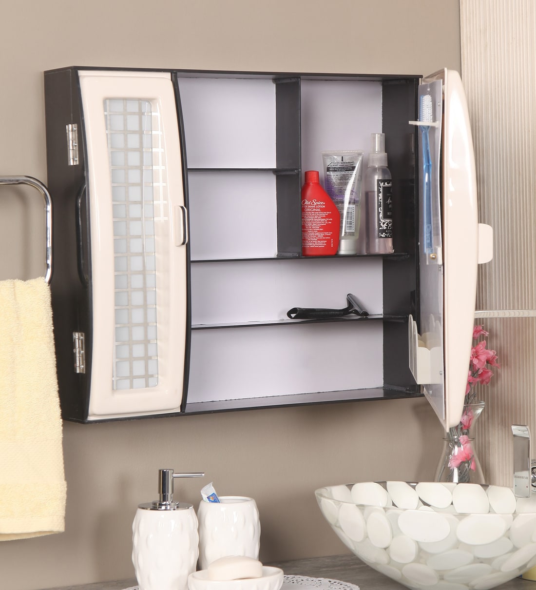 Buy Acrylic Ivory 7 Compartment Bathroom With Mirror (L 20, W