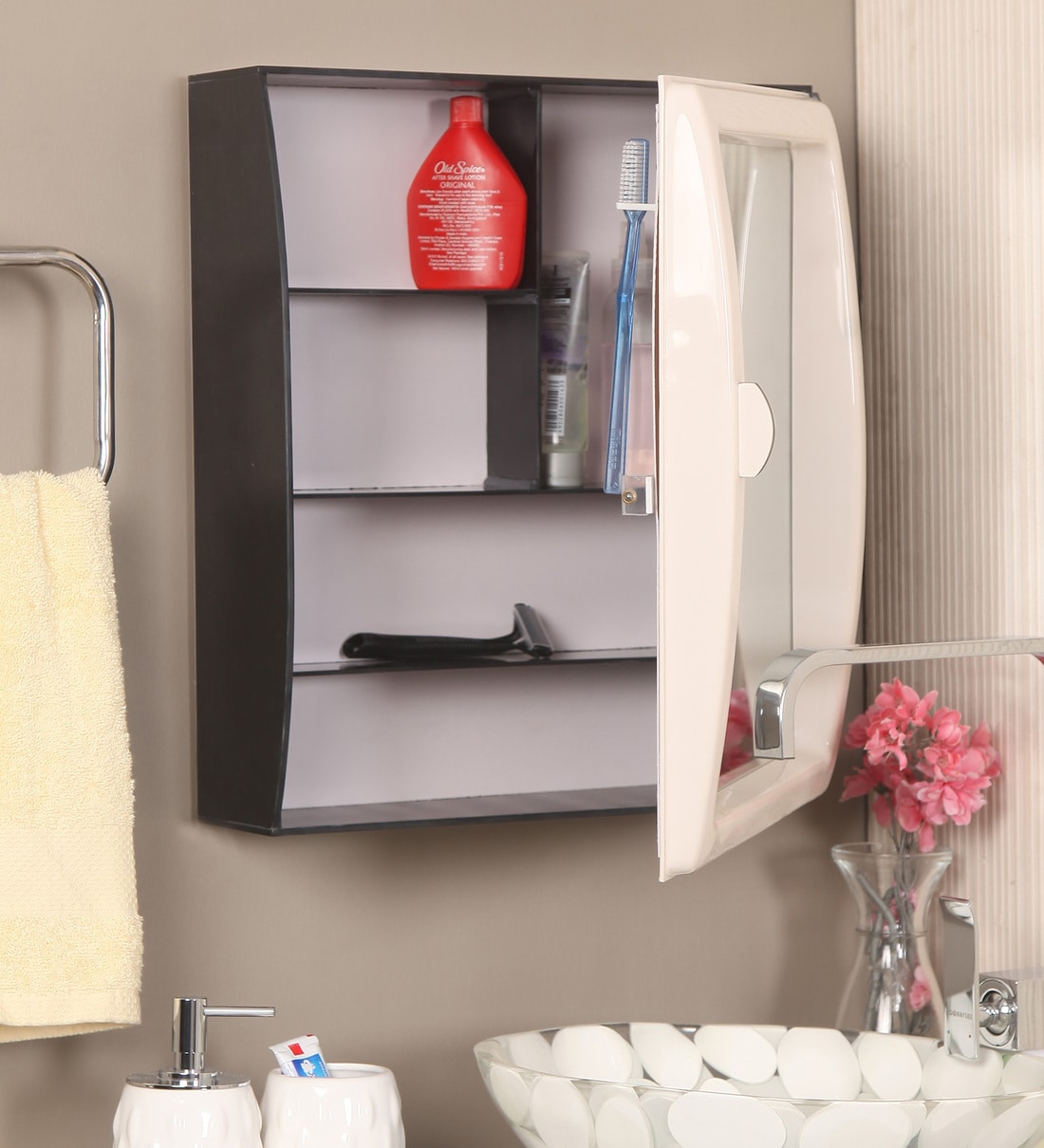 Buy Acrylic Ivory 5 Compartment Bathroom With Mirror (L 15, W
