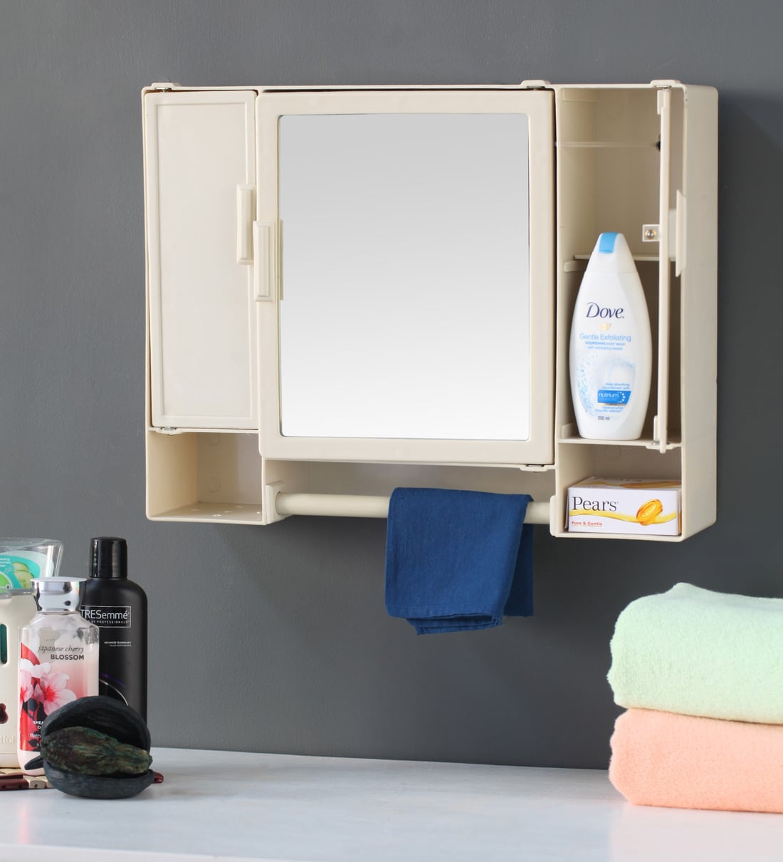 Buy Plastic Ivory 6 Compartment Bathroom With Mirror (L 18, W