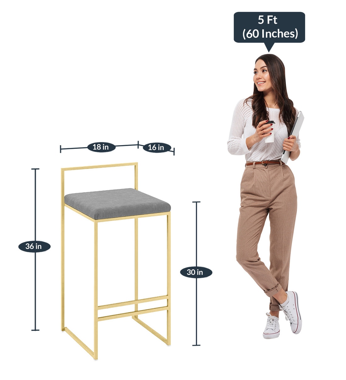 Buy Zavier Metal Bar Stool In Grey Colour By Workspace By Azazo Online