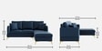 Zara 5 Seater LHS Sofa In Navy Blue Color