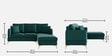 Zara 5 Seater LHS Sofa In Teal Green Color