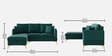 Zara 5 Seater RHS Sofa In Teal Green Color