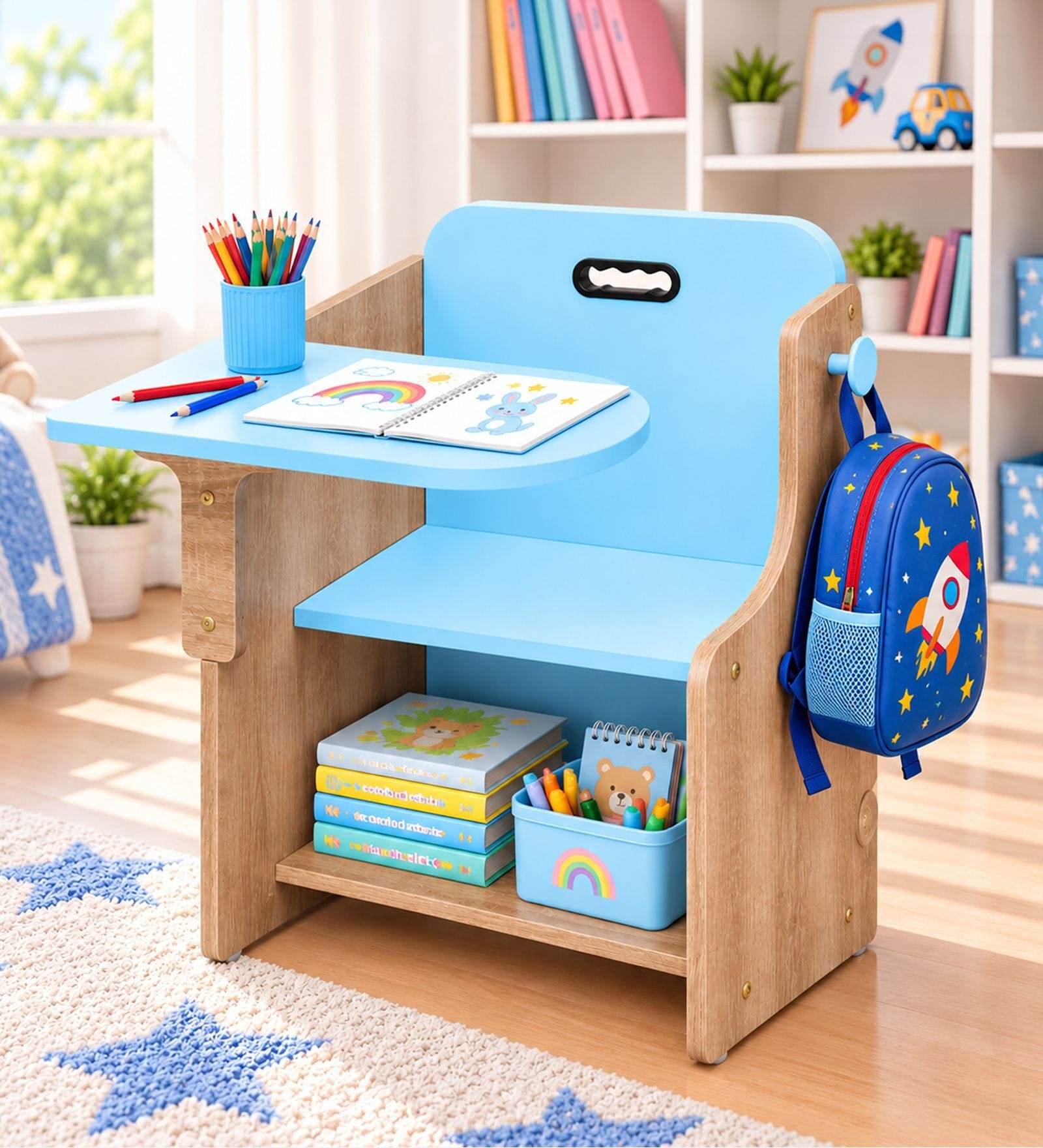 Zapper Kids Desk Chair In Blue Finish