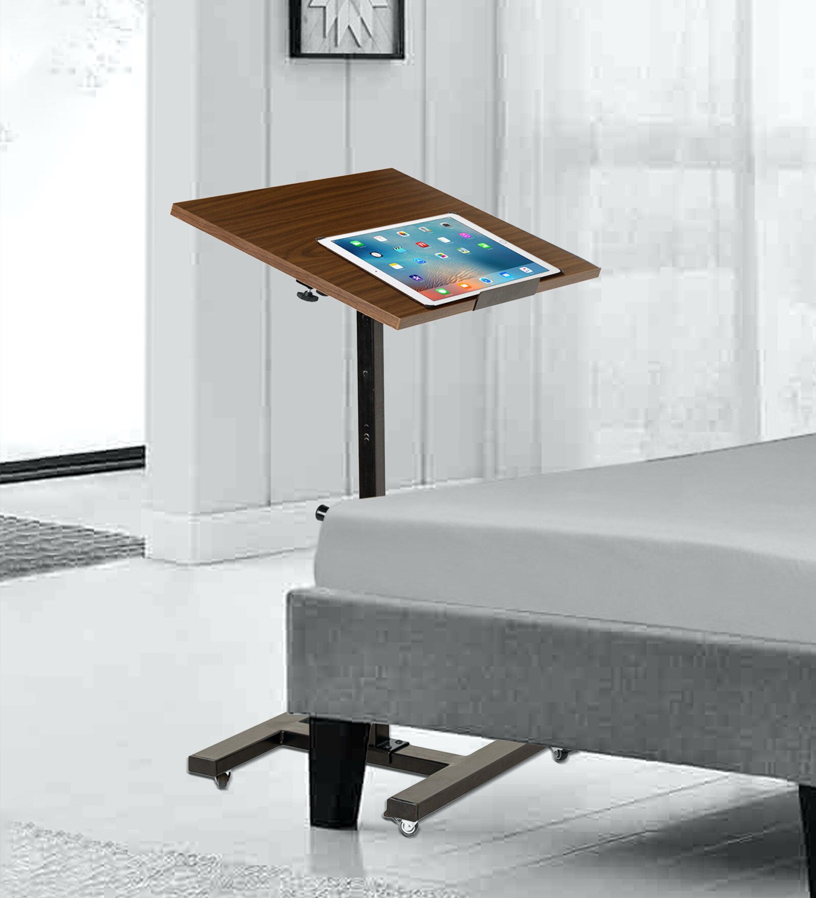 Buy Zaria Height Adjustable Portable Table in Walnut Finish by Home