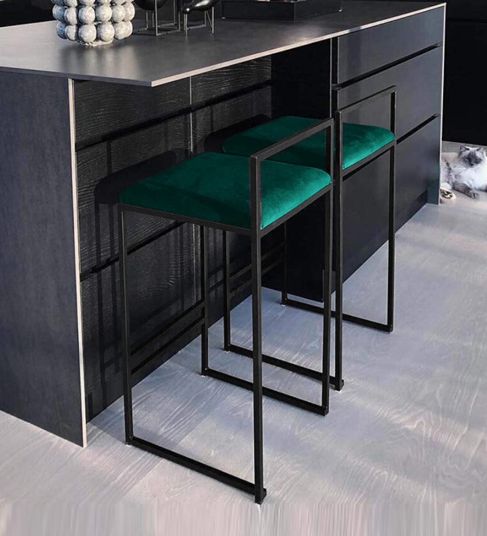 Zavier High back Bar Stool In Sea Green Colour