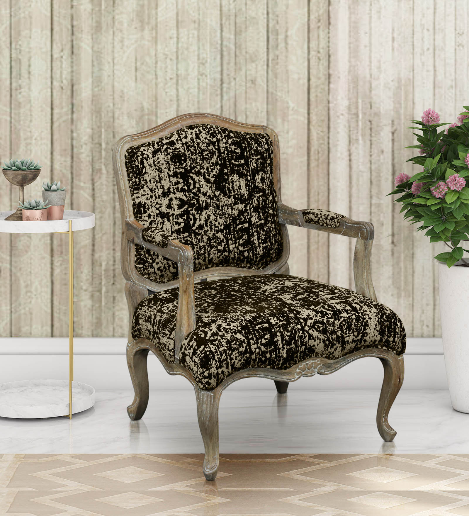 Zayn Armchair in Abstract Black Colour