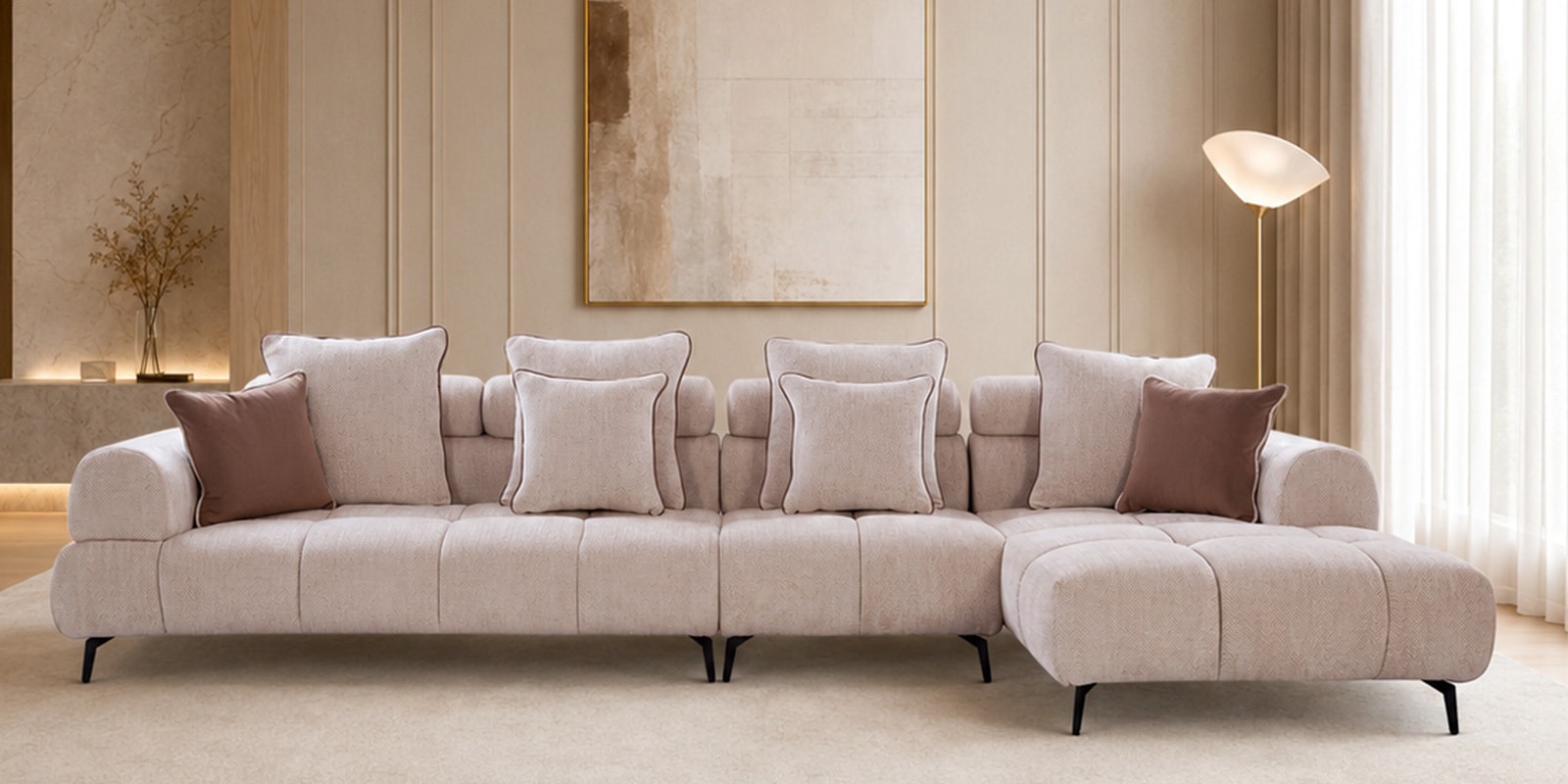Zagreb Fabric LHS Seater Sectional Sofa in Brown Pearl Colour Zagreb Fabric LHS Seater Sectional Sofa in Brown Pearl Colour