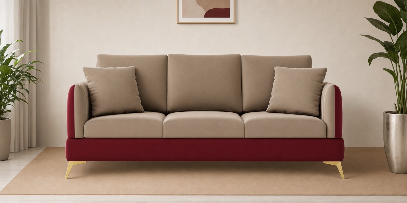Zara 3 Sofa In Beige Color