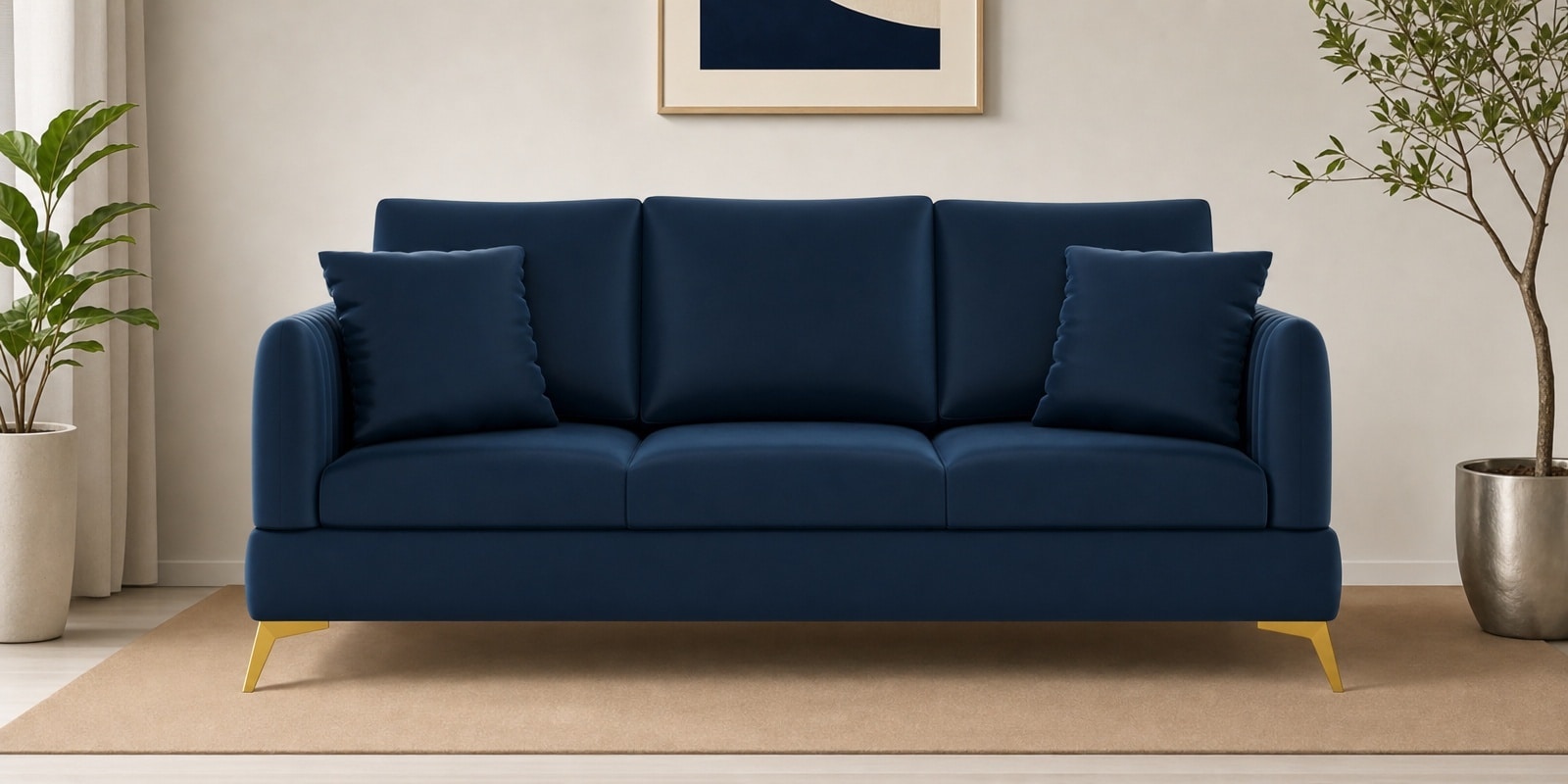 Zara 3 Sofa In Navy Blue Color