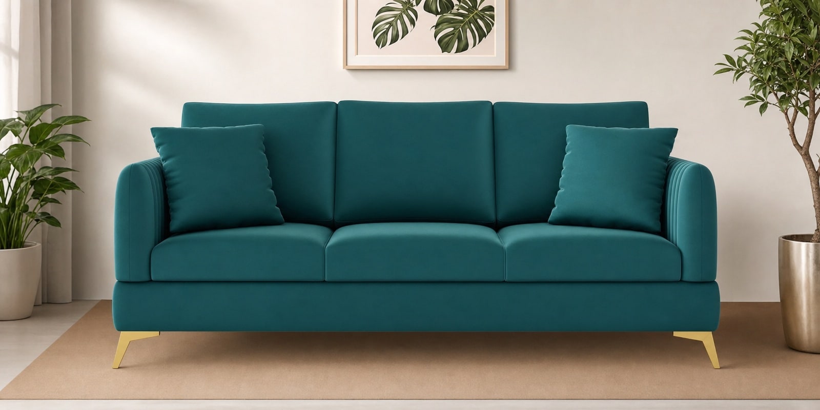 Zara 3 Sofa In Teal Green Color