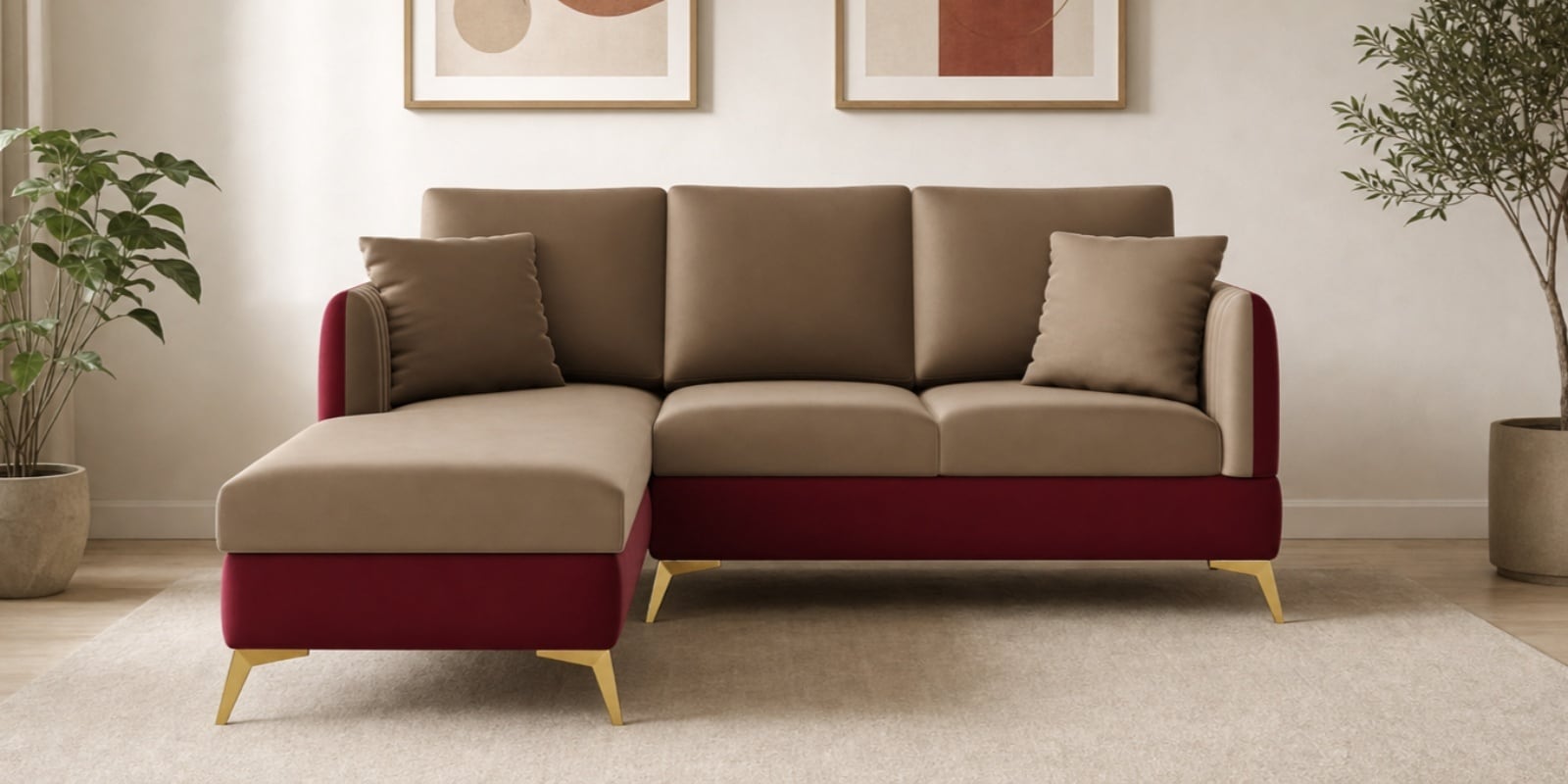 Zara 5 Seater Rhs Sofa In Beige Colour