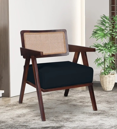 Zade Sheesham Wood Arm Chair In Grey Color