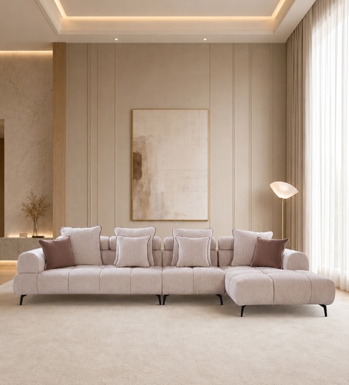 Zagreb Fabric LHS Seater Sectional Sofa in Brown Pearl Colour 