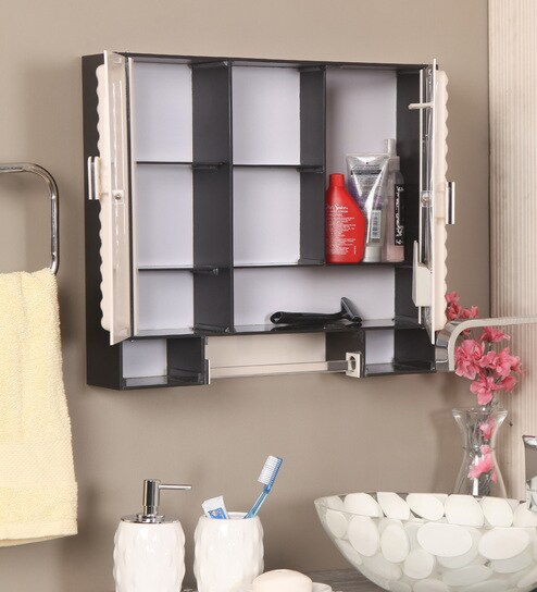 Buy Acrylic Cream 9 Compartment Bathroom Cabinet With Mirror L