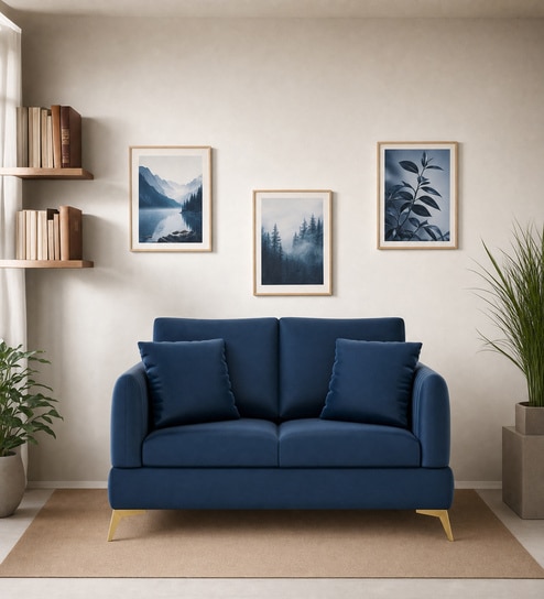 Zara 2 Sofa In Navy Blue Color