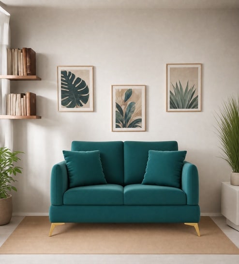 Zara 2 Sofa In Teal Green Color