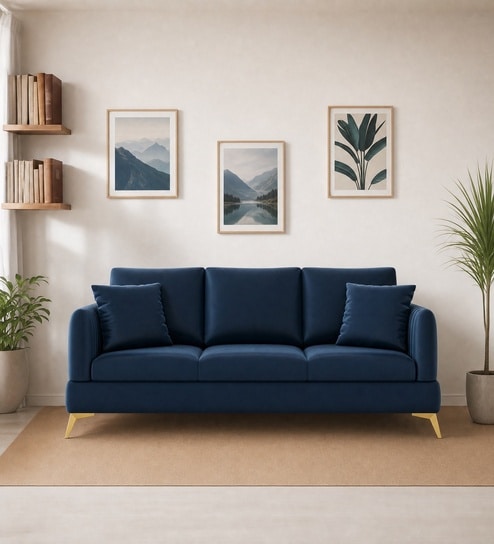 Zara 3 Sofa In Navy Blue Color