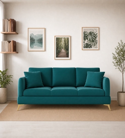 Zara 3 Sofa In Teal Green Color