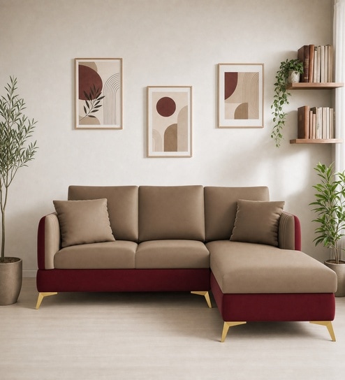 Zara 5 Seater LHS Sofa In Beige Color