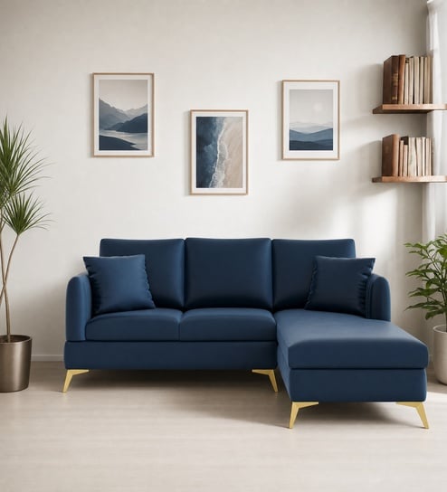 Zara 5 Seater LHS Sofa In Navy Blue Color