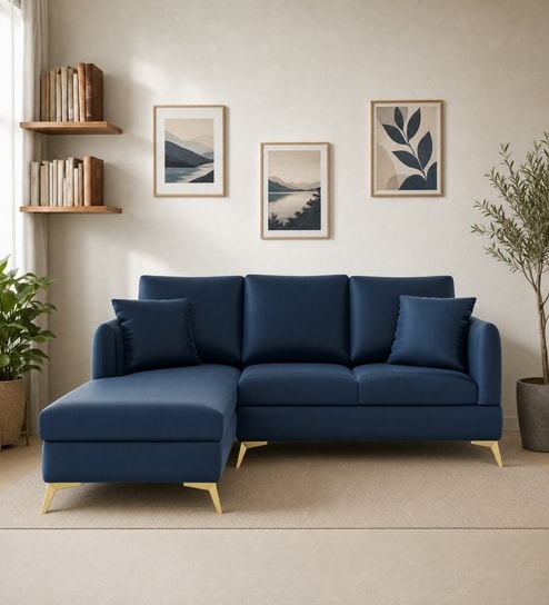 Zara 5 Seater RHS Sofa In Navy Blue Color