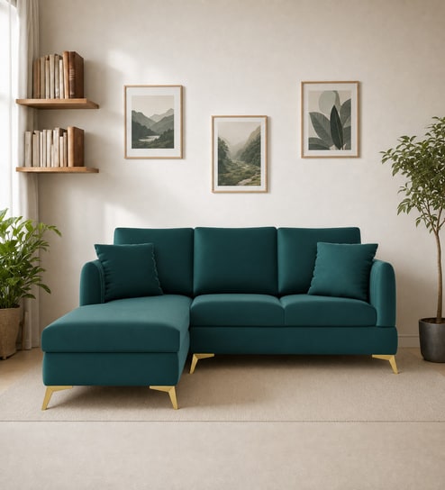 Zara 5 Seater RHS Sofa In Teal Green Color