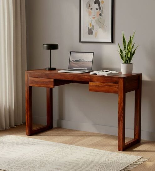 Zaria Writing Table In Honey Finish