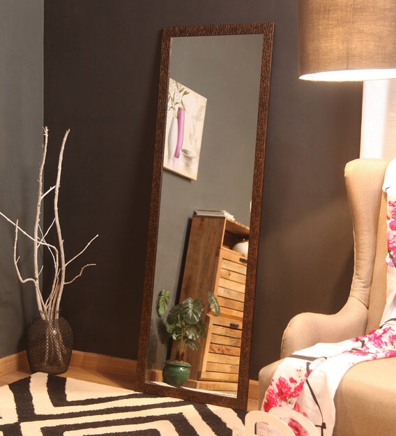 Buy Framed Full Length Mirror in Brown colour by Zahab Online Full Length Mirrors Wall