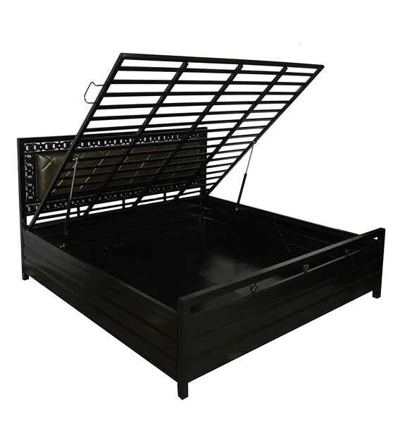 Buy Zaim King Size Bed with Storage in Black Finish by Home Decor ...