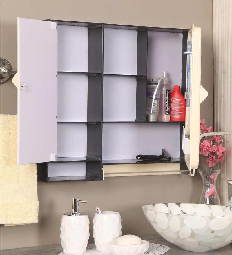 Buy Acrylic Ivory 8 Compartment Bathroom With Mirror (L 21, W 4, H 19 Inches) by