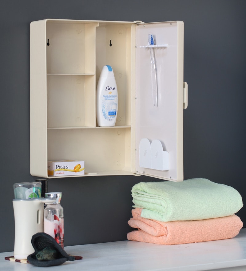 Buy Plastic Ivory 4 Compartment Bathroom With Mirror by Zahab